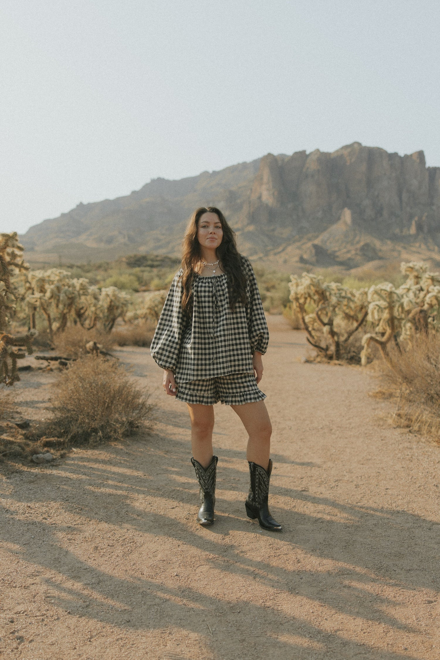 Ida Top in Charcoal | Gingham Top | Altair The Label