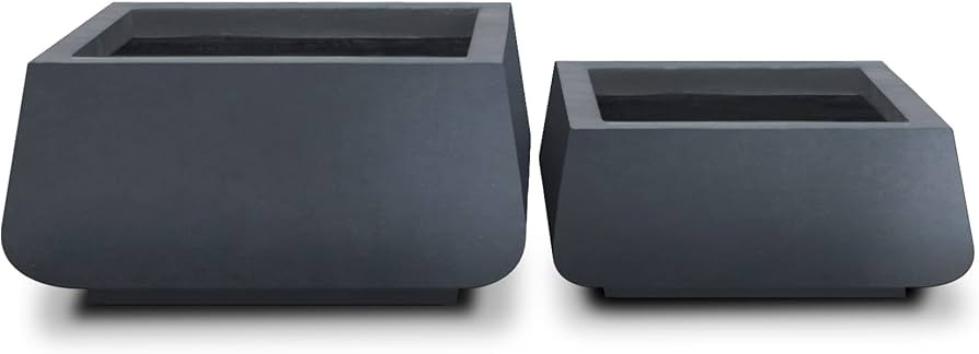 Kante 21" W and 16" W Concrete Square Large Outdoor/Indoor Planter Pots Lightweight with Drainage... | Amazon (US)