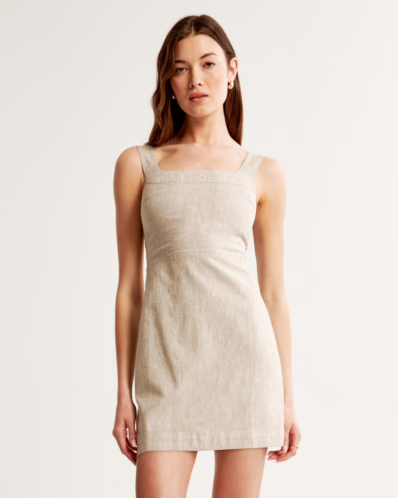 Women's Linen-Blend Wide Strap Mini Dress | Women's Dresses & Jumpsuits | Abercrombie.com | Abercrombie & Fitch (US)
