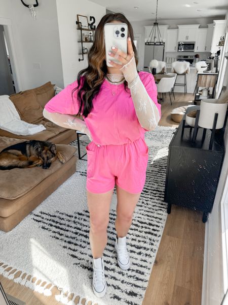 Pink Outfit 💕🌸🎀

Romper — small
Lace Top — xs
*I use the shoelace to tie around my waist to give the romper some shape. It has an oversized fit and has great length to it for my girls with longer torsos!* 

pink fashion finds | pink spring look | spring outfits | spring fashion | amazon fashion finds | affordable fashion | free people inspired romper | oversized spring romper | white leather platform converse sneakers outfit | white sheer lace long sleeve top outfit 

#LTKfindsunder50 #LTKfindsunder100 #LTKshoecrush