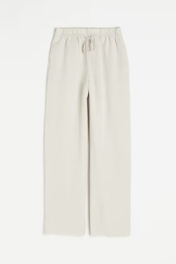Linen-Blend Pants - White - Ladies | H&M US | H&M (US + CA)