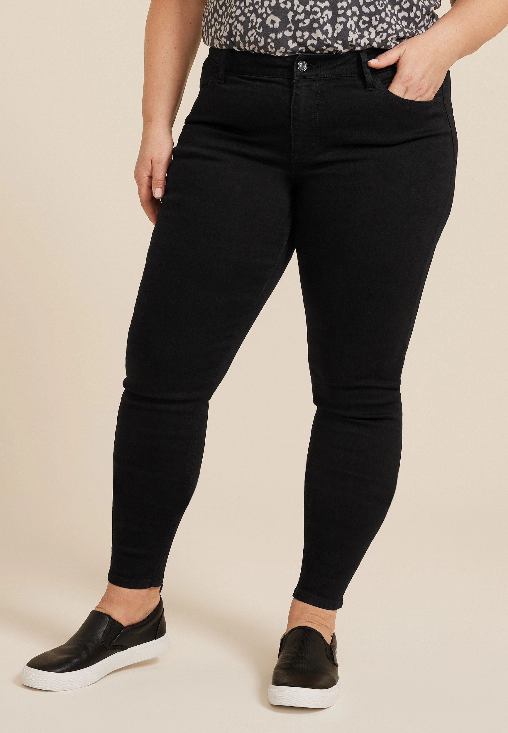 Maurices Plus Size Jeans Women's Jeans Black Mid Rise Jegging | Maurices