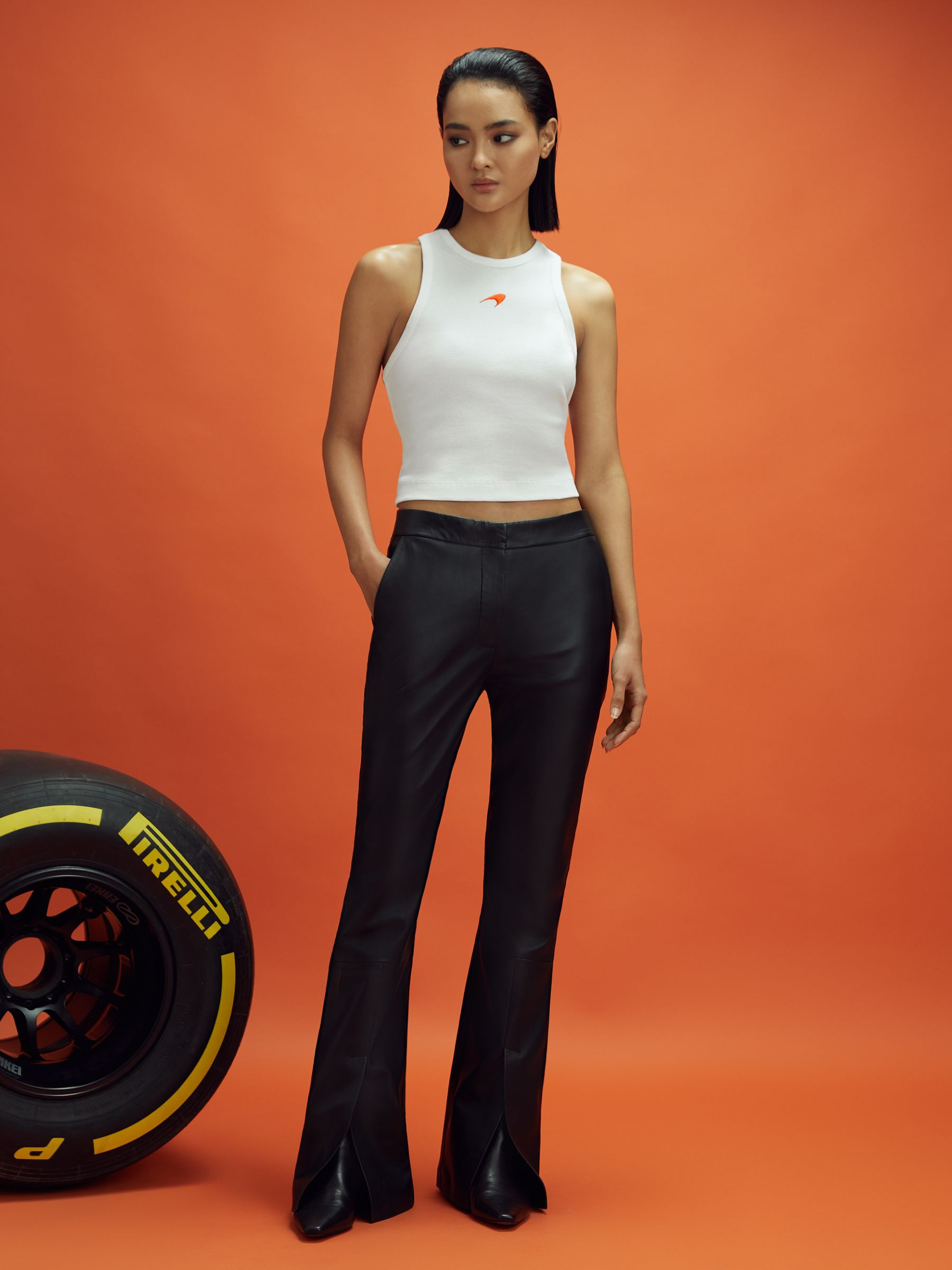 Reiss McLaren F1 Ribbed Cotton Embroidered Vest in White - REISS | Reiss UK