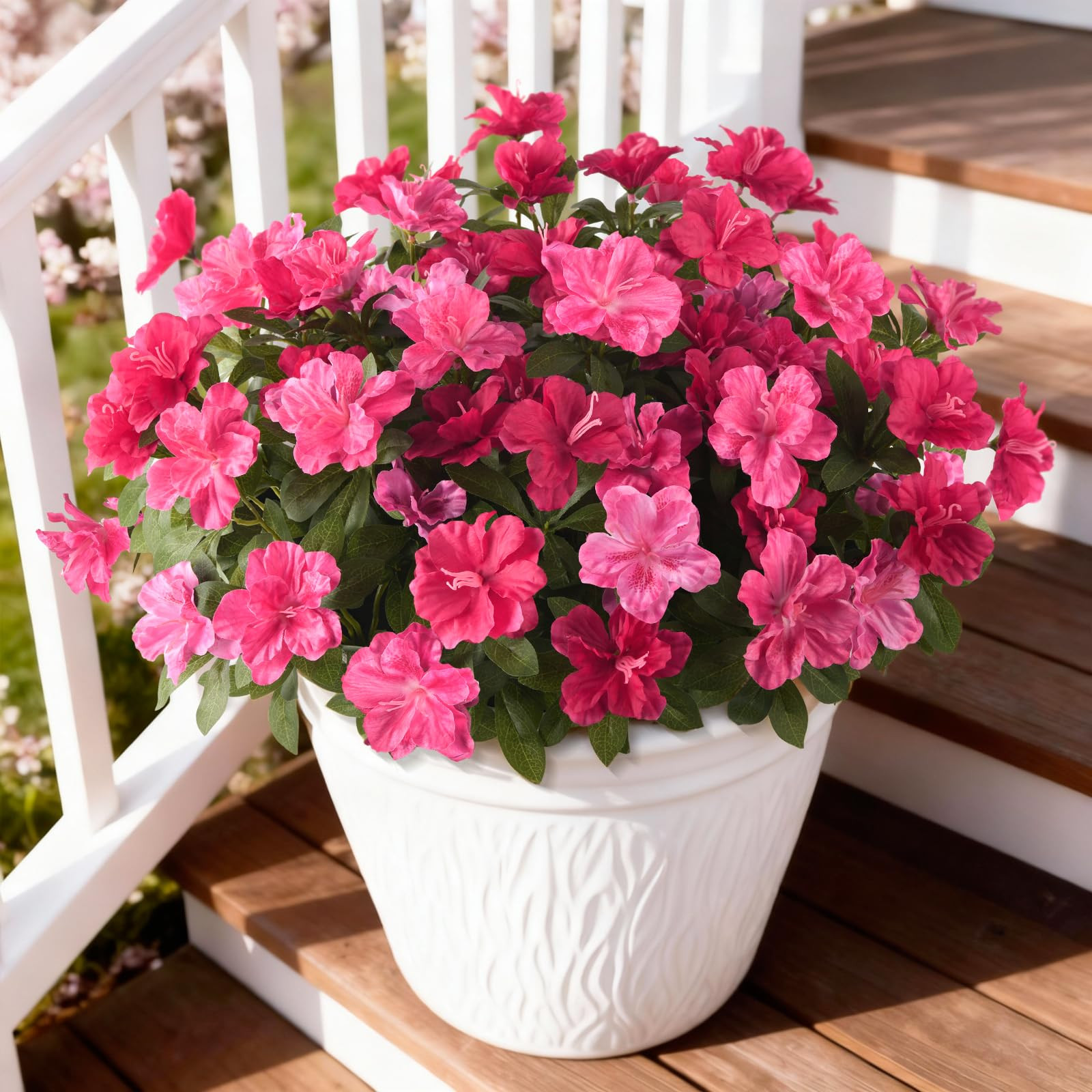 Artificial Fake Flowers for Outdoor, 8 Bundles Faux Plants Silk Flowers Spring Decoration UV Resi... | Amazon (US)