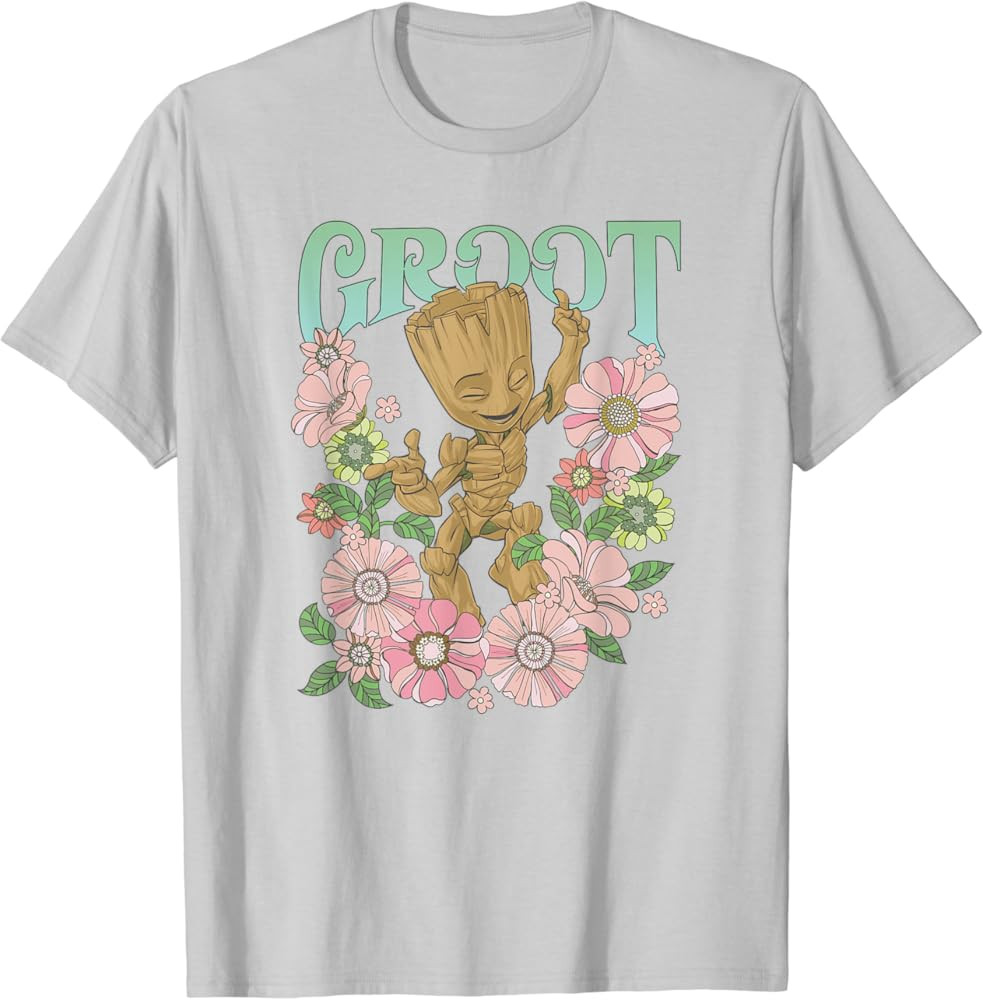 Marvel Guardians Of The Galaxy Groot Floral Dance Poster T-Shirt | Amazon (US)