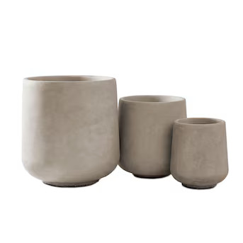KANTE Kante 17.3 inch 13.4 inch and 10.6 inch H Round Weathered Concrete Planters (Set of 3) Outd... | Lowe's