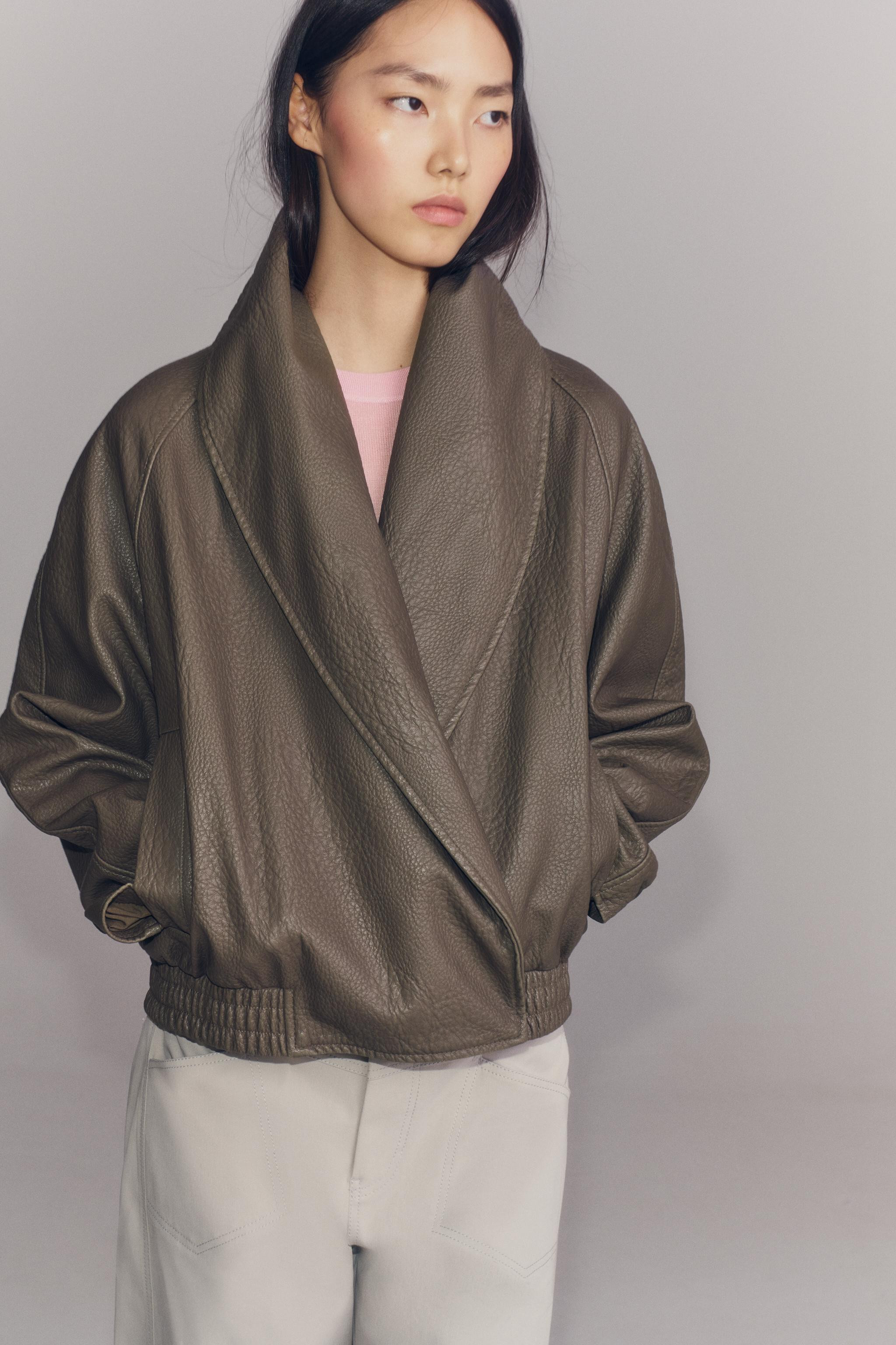 ZW COLLECTION LEATHER EFFECT DOUBLE-BREASTED JACKET | Zara UK