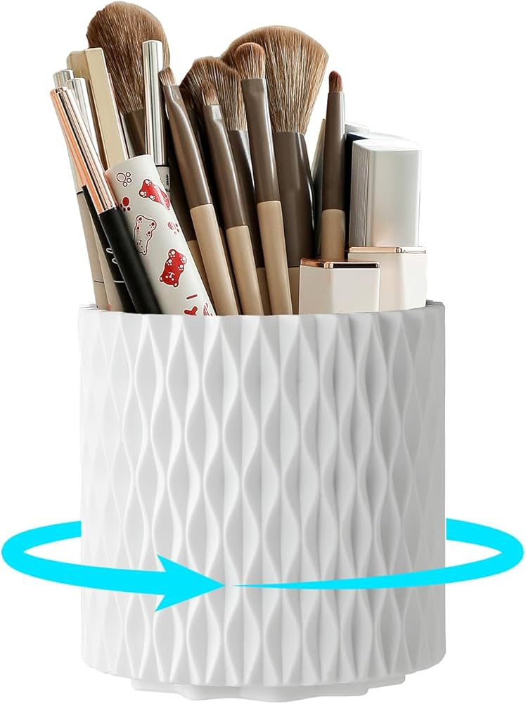 360° Rotating Makeup Brush Holder, 5-Slot Cosmetic Organizer Cup for Vanity, Desk & Bathroom Cou... | Amazon (US)