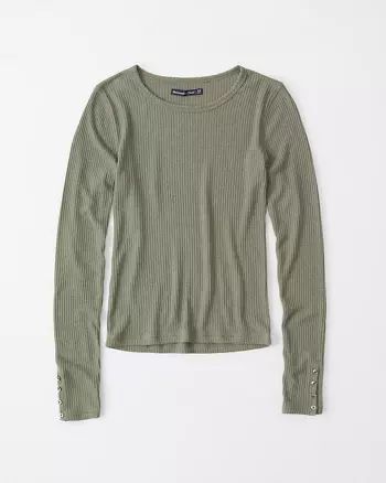 Long-Sleeve Slim Ribbed Tee | Abercrombie & Fitch US & UK