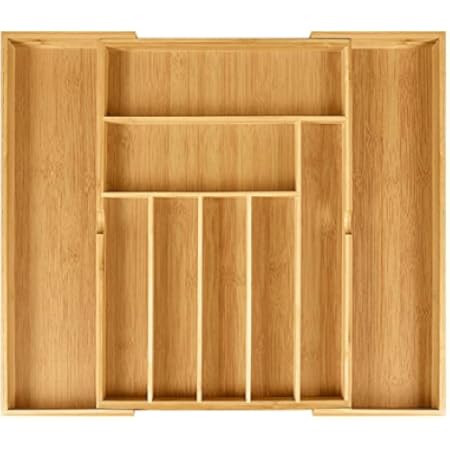 SMIRLY Kitchen Drawer Organizer - Utensil Tray Drawer Organizer, Silverware Tray for Drawer, Silverw | Amazon (US)