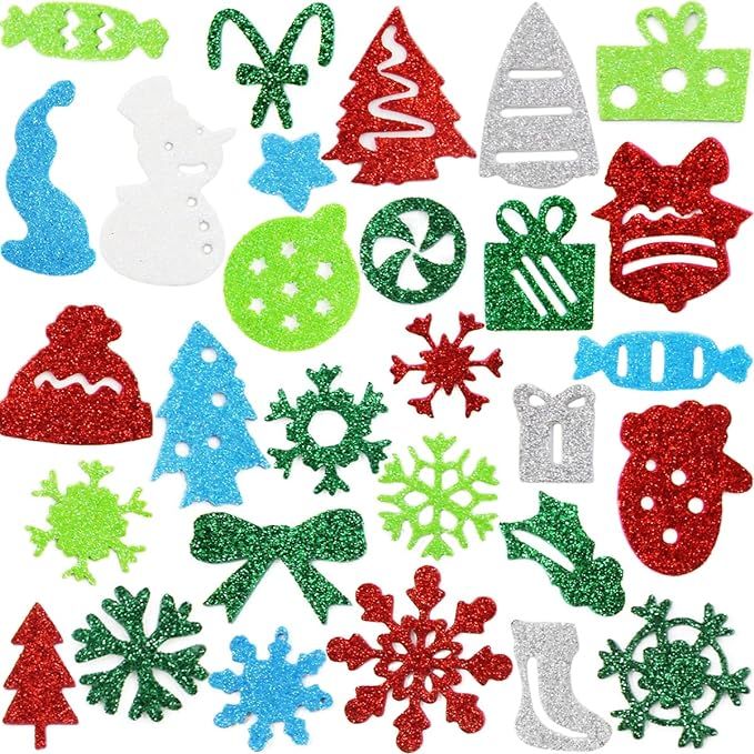 Christmas Glitter Foam Stickers for Kids 550PCS Christmas Holiday Craft Sticker Party Favor Suppl... | Amazon (US)