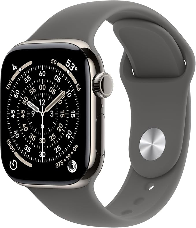 Apple Watch Series 11 [GPS + Cellular 42mm] Smartwatch with Natural Titanium Case with Stone Gray... | Amazon (US)