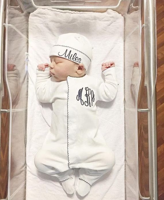 Baby boy coming home outfit, newborn coming home outfit, Navy boys outfit, monogrammed footie, ba... | Etsy (US)