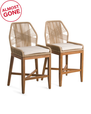 Set Of 2 Rope Crossweave Counter Stools With Cushion | TJ Maxx