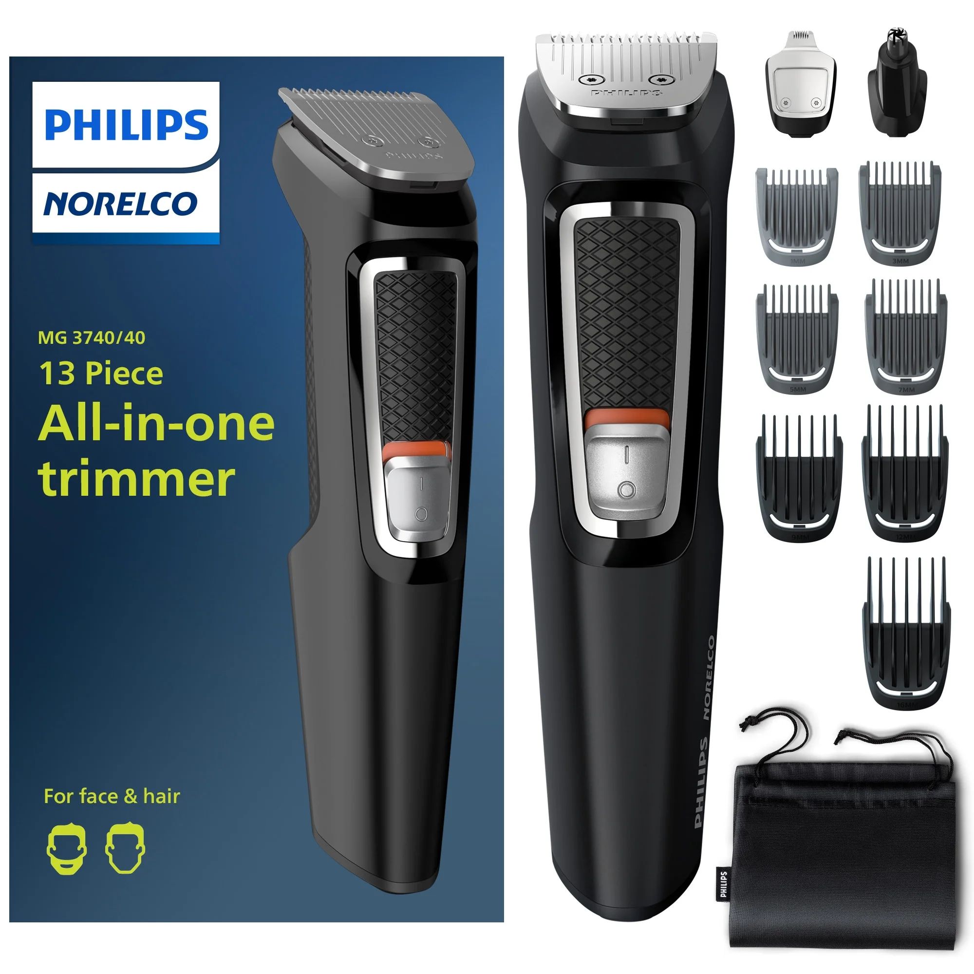 Philips Norelco Multigroom Series 3000 Men's Electric Multi Groomer, MG3740/40 - 13 pieces | Walmart (US)
