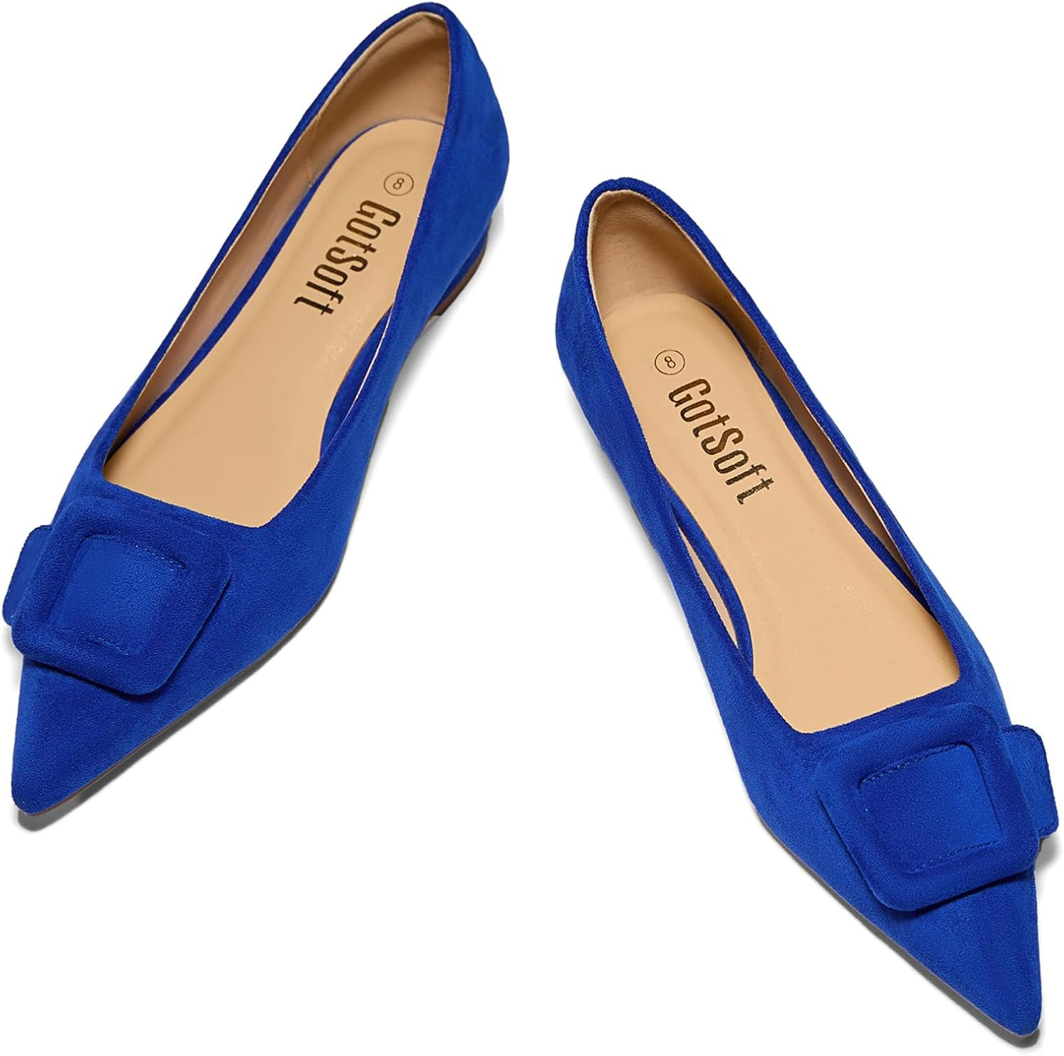 Women's Lambskin Insole Square Buckle Flats Slip on Flat Shoes | Amazon (US)