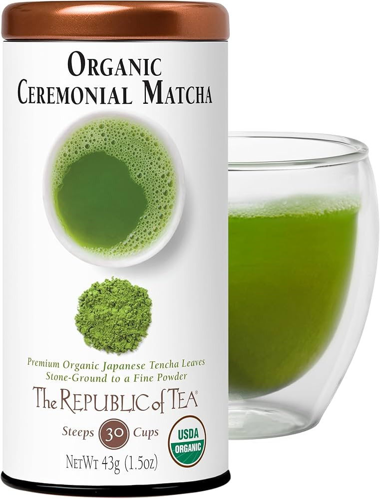 The Republic of Tea Organic Full-Leaf Japanese Matcha Green Tea Powder, 1.5 Oz Tin | Steeps 30 Cu... | Amazon (US)