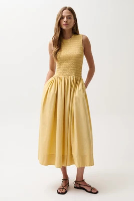 Gladys Smocked Bodice Dress - Light Turmeric | Pistola Denim