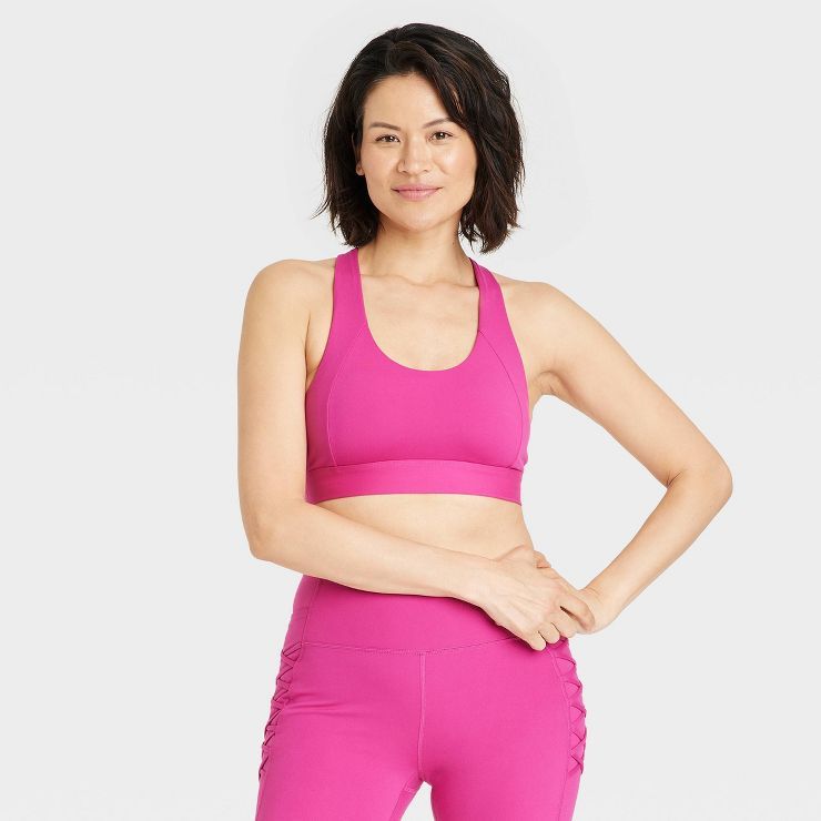 Women's Light Support Corded Midline Racer Sports Bra - All in Motion™ | Target