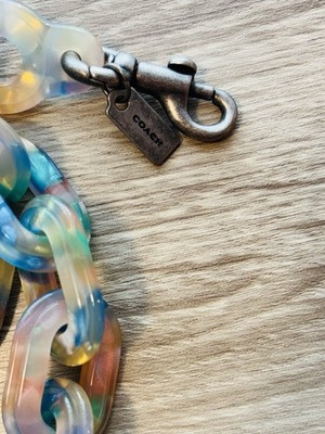 Rare Coach Recycled Resin Link Strap Multi Color Blue NWOT Dust Bag | eBay US