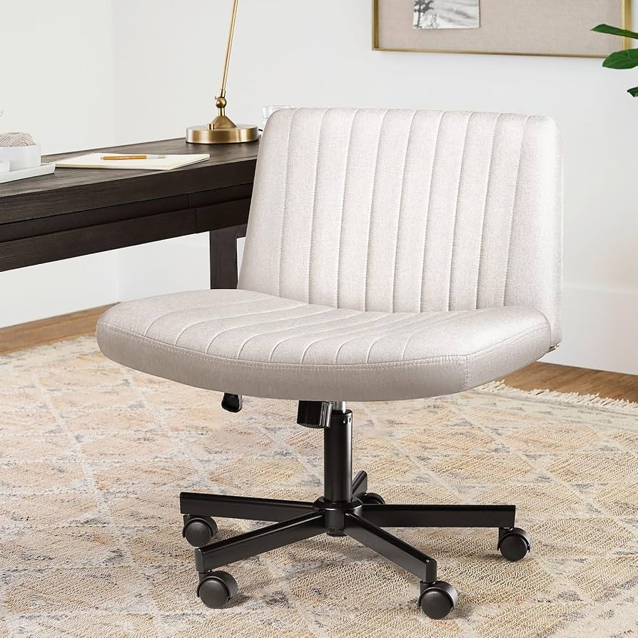 LEMBERI Criss Corss Chair with Wheels,Fabric Padded Armless Wide Cross Legged Office Desk Chairs,... | Amazon (US)