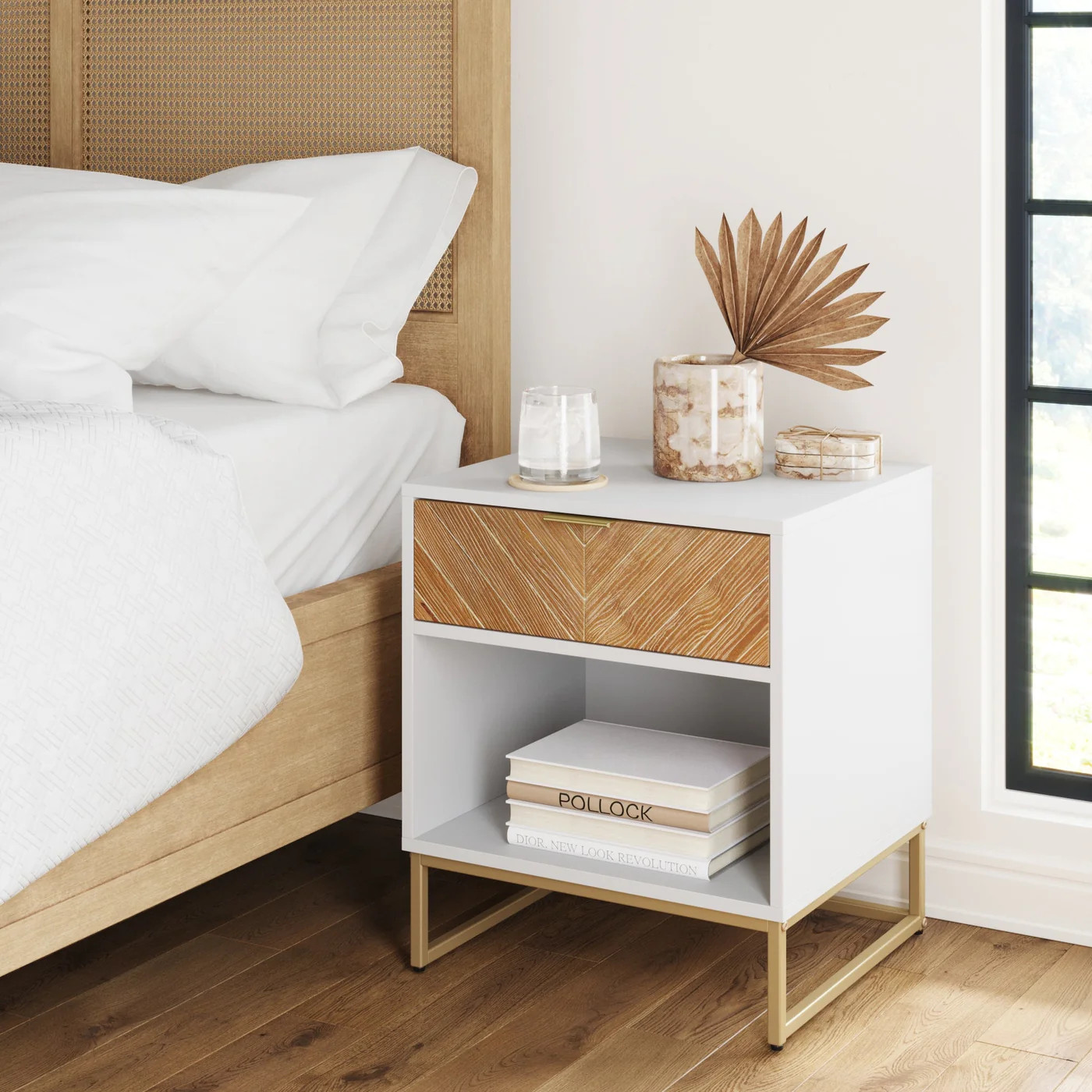 Wood Cabinet Herringbone Nightstand Natural Wash | Nathan James