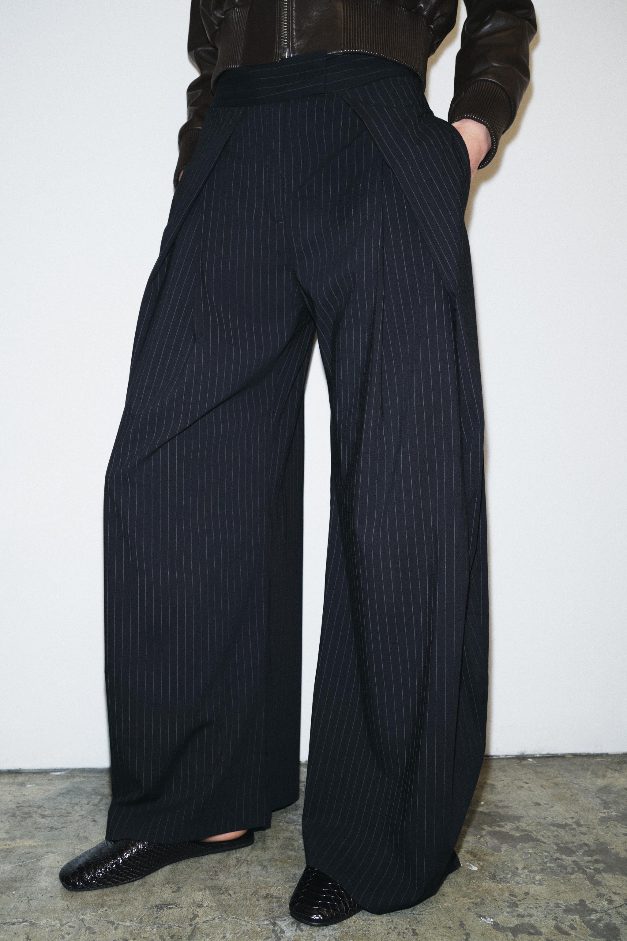 ZW COLLECTION PINSTRIPE WIDE LEG PANTS | Zara US