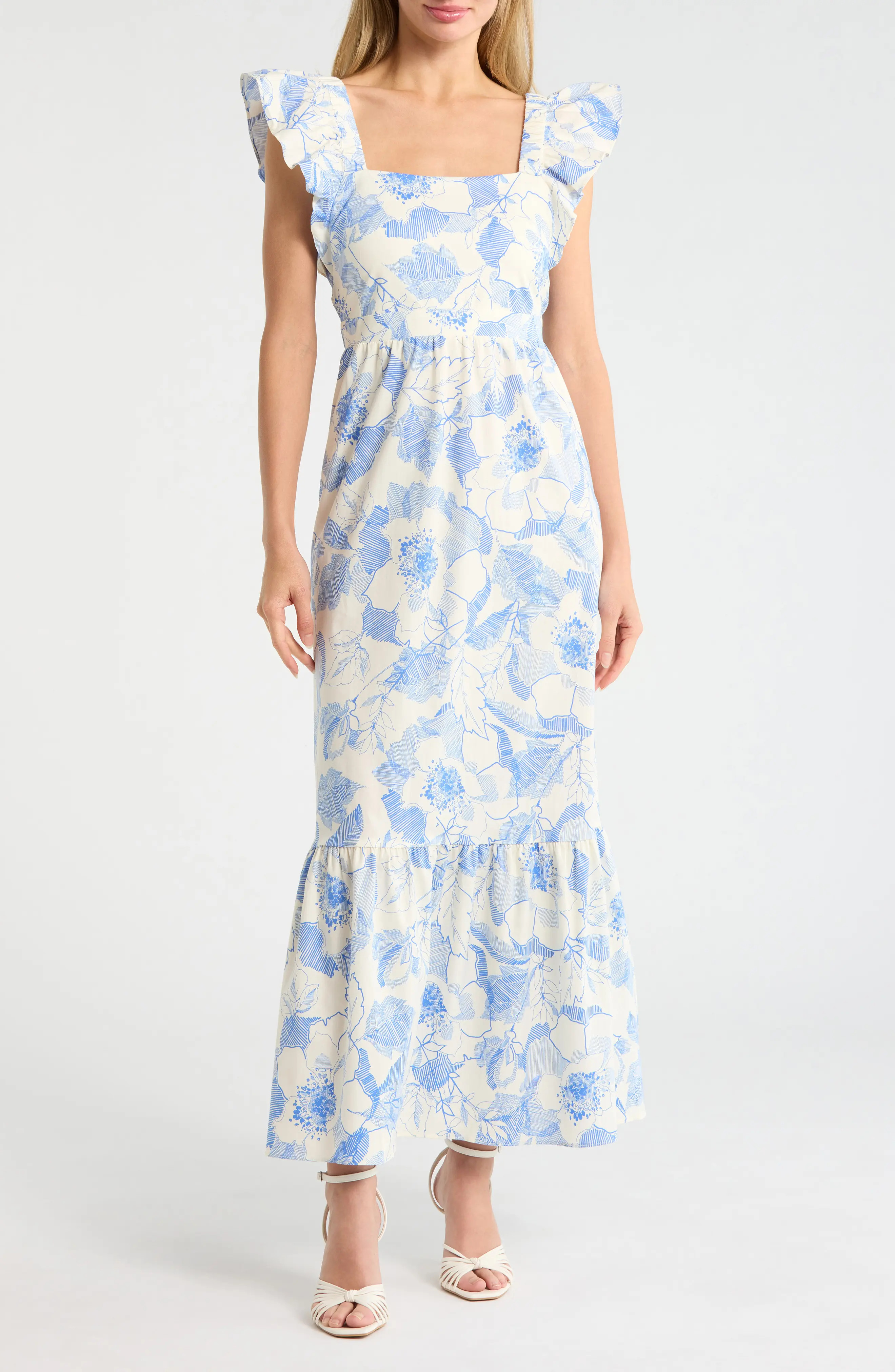 Ruffle Sleeve Square Neck Maxi Dress (Women) | Nordstromrack | Nordstrom Rack