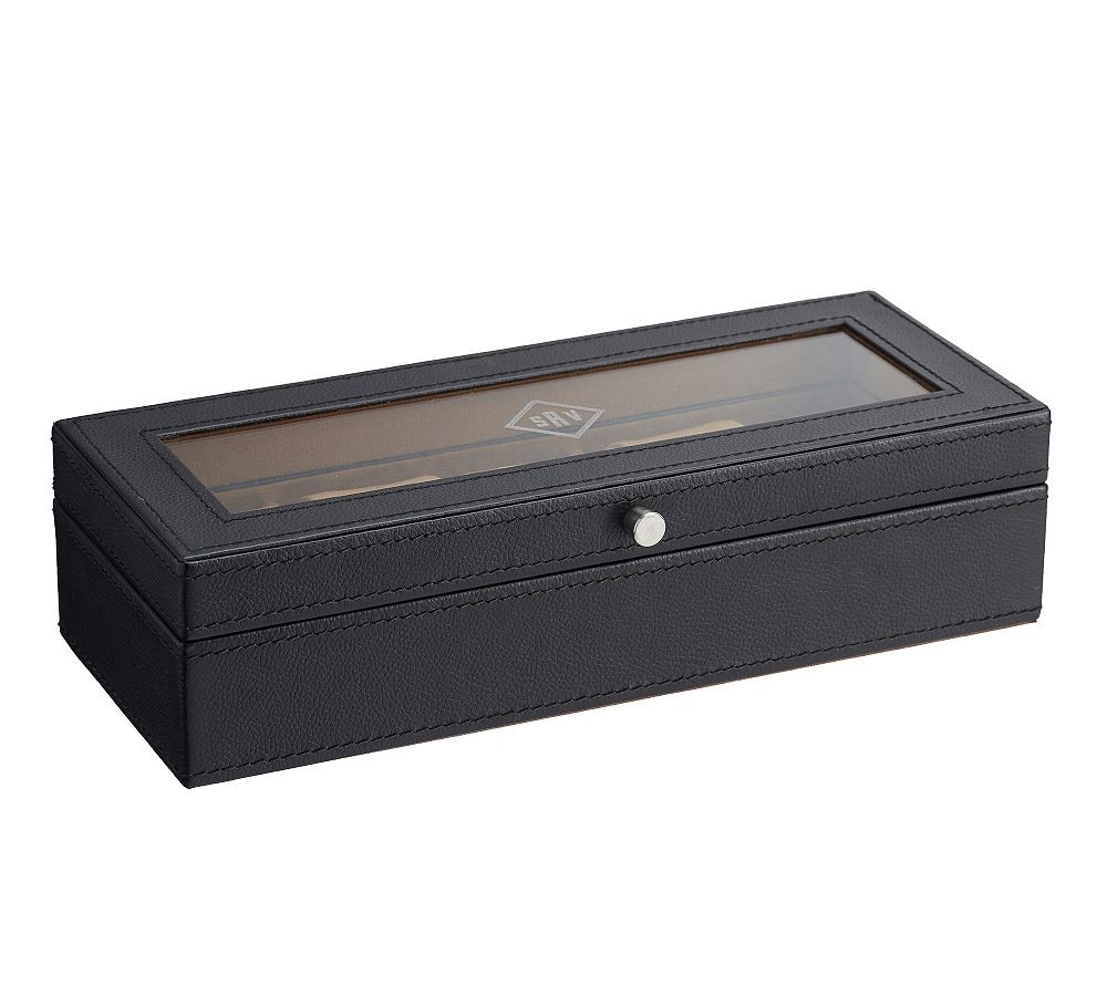 Grant Leather Watch Box, 5 Slot, Black | Pottery Barn (US)