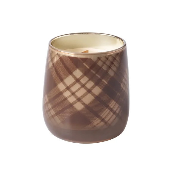 Better Homes & Gardens 14.5 oz Plaid Glass Jar Candle, Intense Warm Leathered Amber | Walmart (US)