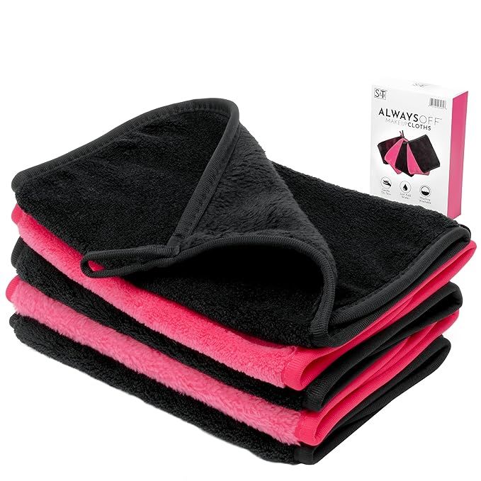 S&T INC. 328201 Always Off Gentle, Soft Makeup Remover Cloths 8 Inch X 16 Inch, Black and Pink, 5... | Amazon (US)