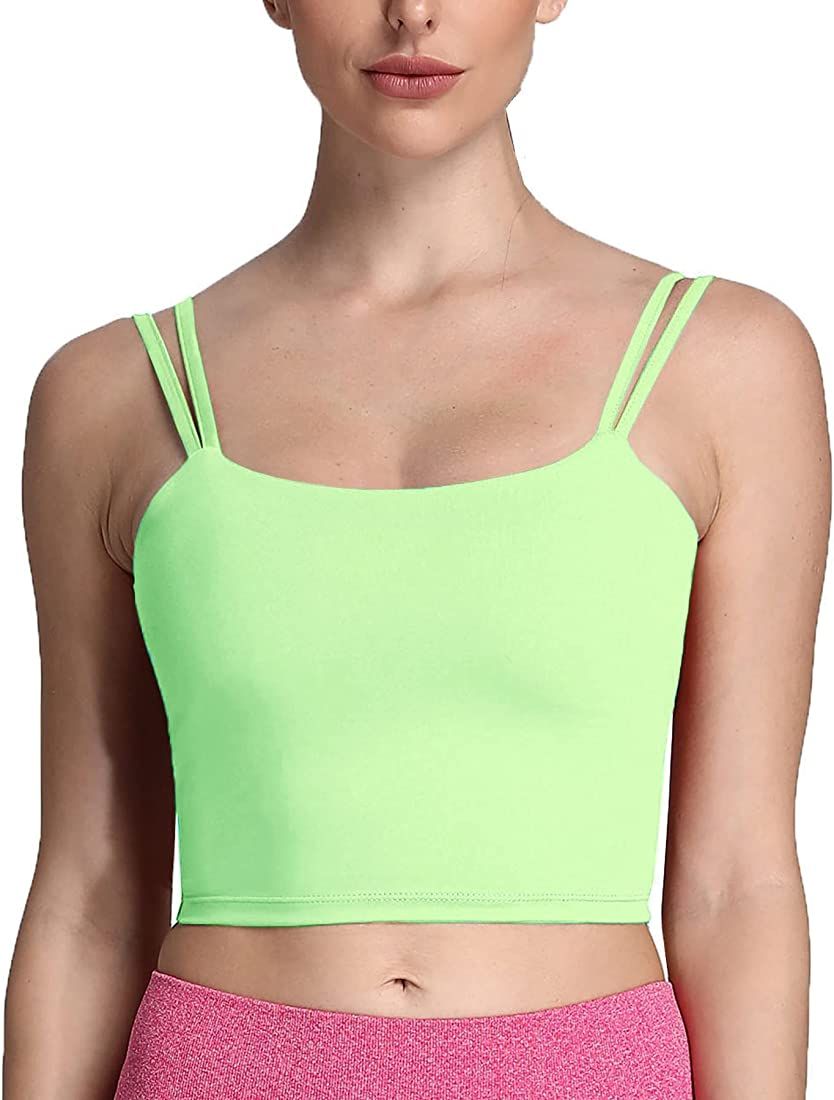 Aoxjox Women's Workout Sports Bras Fitness Padded Backless Yoga Crop Tank Top Twist Back Cami | Amazon (US)