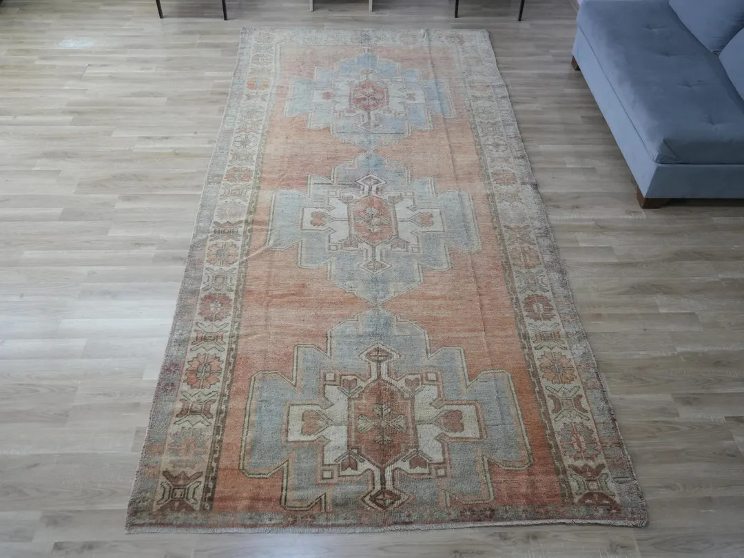 Muted Oushak Rug 5x11, Vintage Turkish Hand-knotted Wool Runner, Distressed Boho Decor | Etsy (Global)