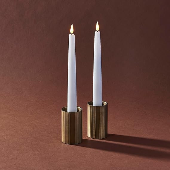 Taper Candle Holders, Set of 2 - Aged Brass Finish, 3 Inch Tall, Fits Standard Tapered Candlestic... | Amazon (US)