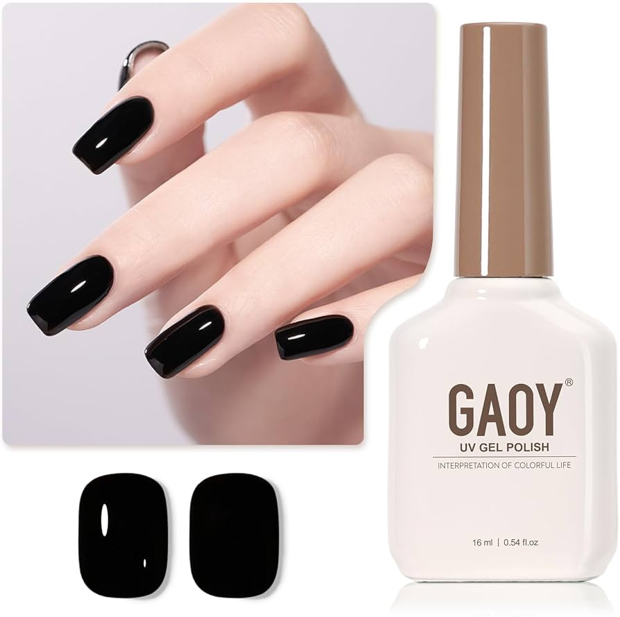GAOY Black Gel Nail Polish, 16ml Color 1001 Soak Off UV Light Cure Gel Polish for Nail Art DIY Ma... | Amazon (US)