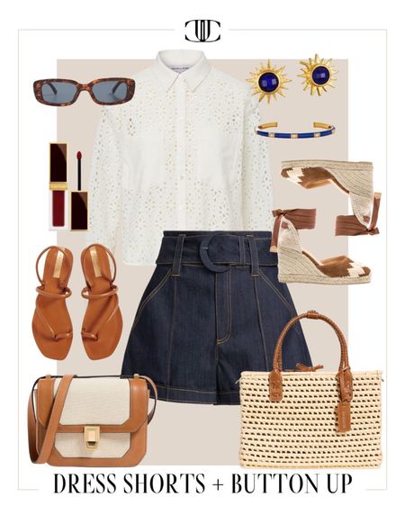 This look includes dress short with a beautiful textured button up.

Denim shorts, dress shorts, blouse, button up top, wedges, espadrilles, sandals, cross body bag, tote, sunglasses

#LTKover40 #LTKshoecrush #LTKstyletip