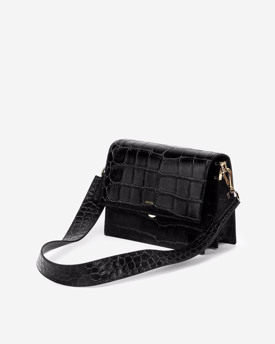 JW PEI Women's Mini Flap Crossbody - Black Croc | JW PEI US