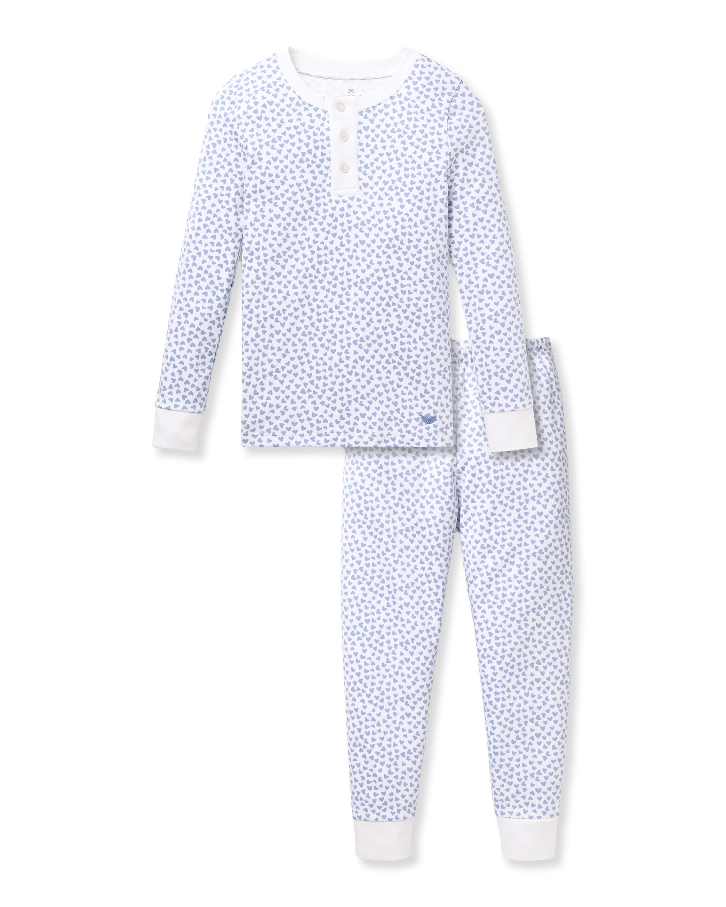Kid's Pima Snug Fit Pajama Set in Bluehearts | Petite Plume