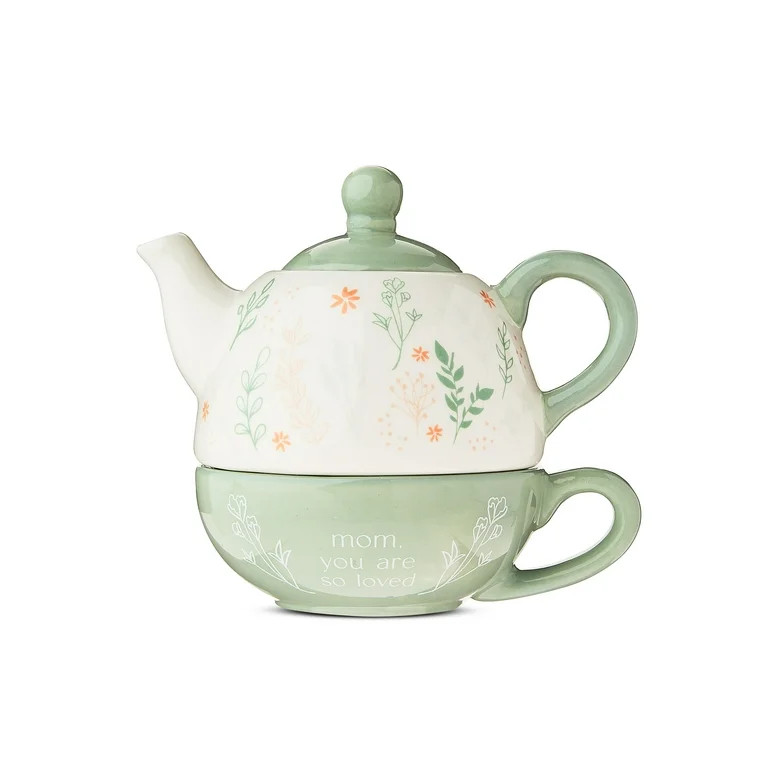 Mother's Day Sage Green & White Floral Teapot Gift Set for Mom, 4.5", by Way To Celebrate - Walma... | Walmart (US)