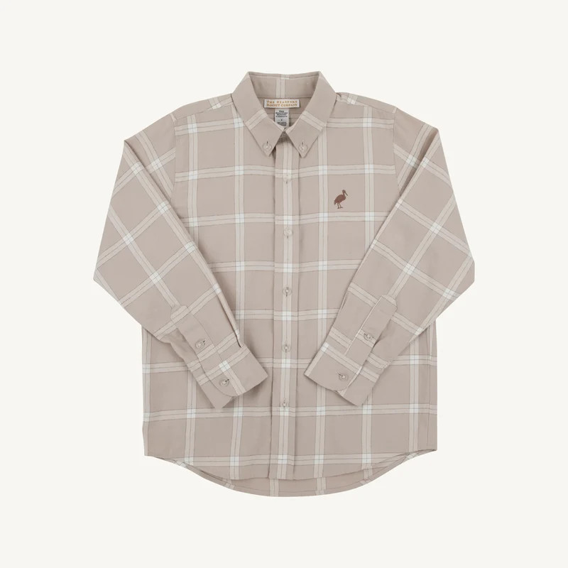 Dean's List Dress Shirt - Thompson Park Plaid & Brown Stork | The Beaufort Bonnet Company