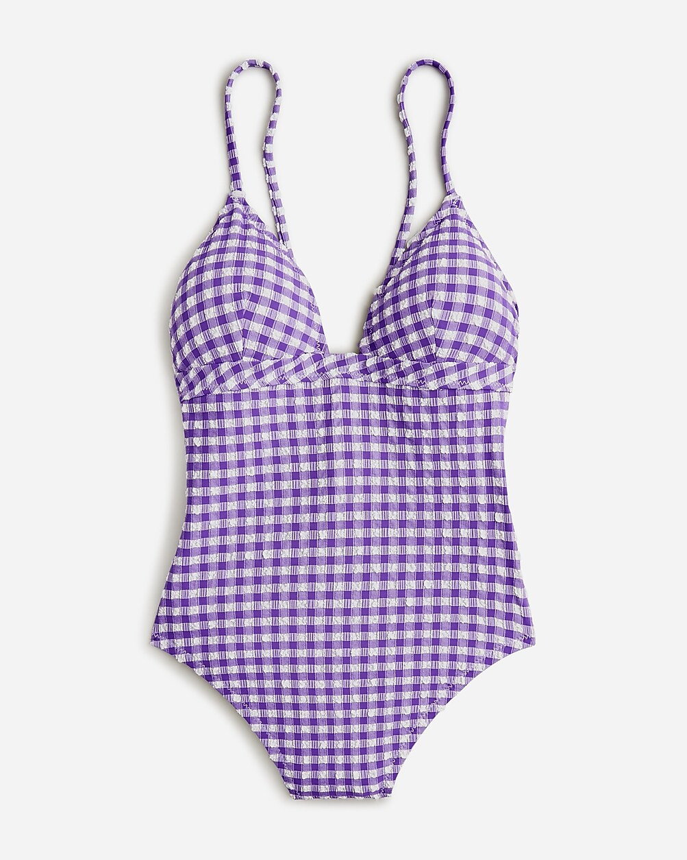 Plunge one-piece swimsuit in gingham | J. Crew US