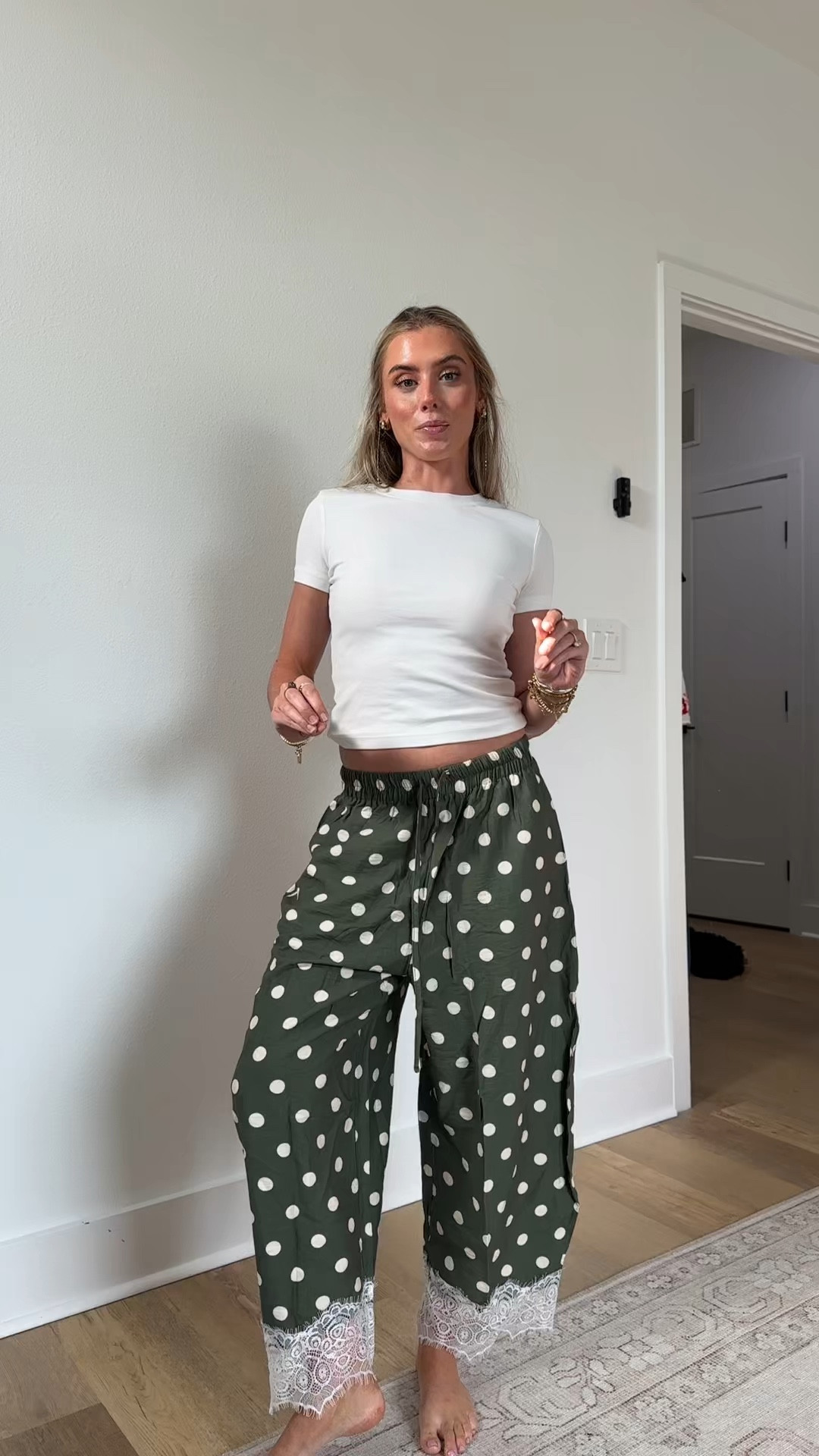 Amazon size small Athlisan Womens Polka Dot Wide Leg Palazzo Pants High Waisted Summer Lace Trim Cropped Baggy Trousers with Pockets

#LTKootd #LTKdayinmylife #LTKSaleAlert