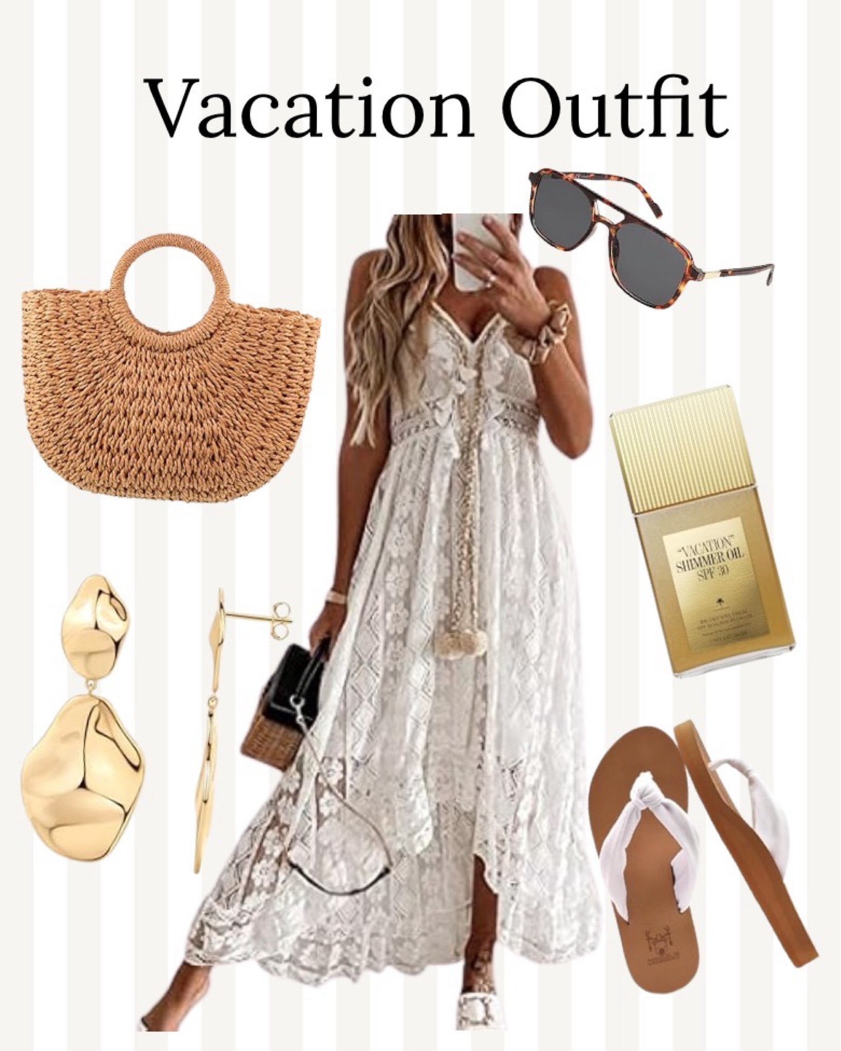 Vacation Outfit 

LTKGiftGuide / ltkfindsunder100 / ltkfindsunder50 / LTKbeauty / LTKshoecrush / LTKitbag / vacation outfit / vacation outfits / Amazon / Amazon finds / Amazon style / Amazon fashion / it bag / straw bag / sandals / white sandals / summer sandals / spring sandals / gold earrings / vacation body shimmer / vacation spf / vacation sunscreen / sunglasses / sojos sunglasses / tortoise shell sunglasses / resort outfit / resort outfits / vacation dress / vacation dresses / resort dress / resort dresses / sale / sale alert 

#LTKStyleTip #LTKSeasonal #LTKTravel
