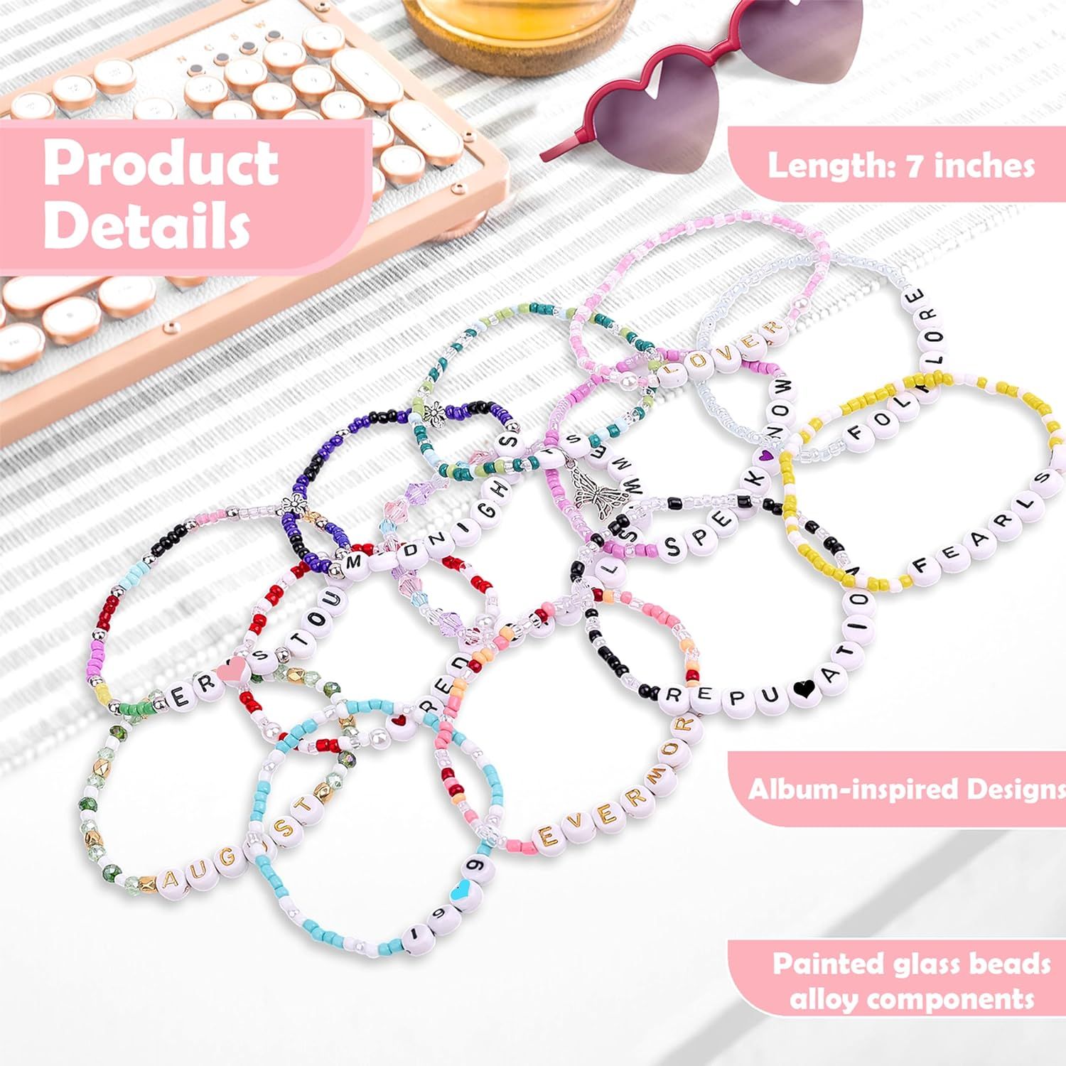 13PCS Taylor Inspired Friendship Bracelets Set for Concert Outfit, Album Inspired Fans Gift Merch | Amazon (US)