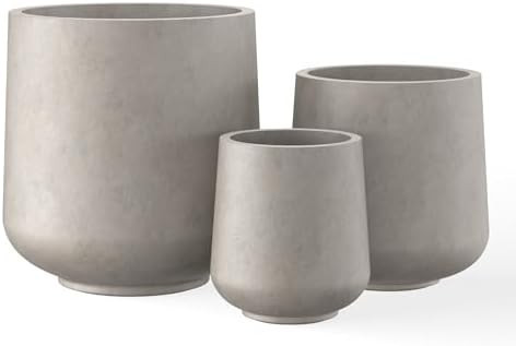 Kante 15.3"+11.6"+8.2" Dia Round Concrete Planter, Large Outdoor Indoor Planter Pots Containers w... | Amazon (US)