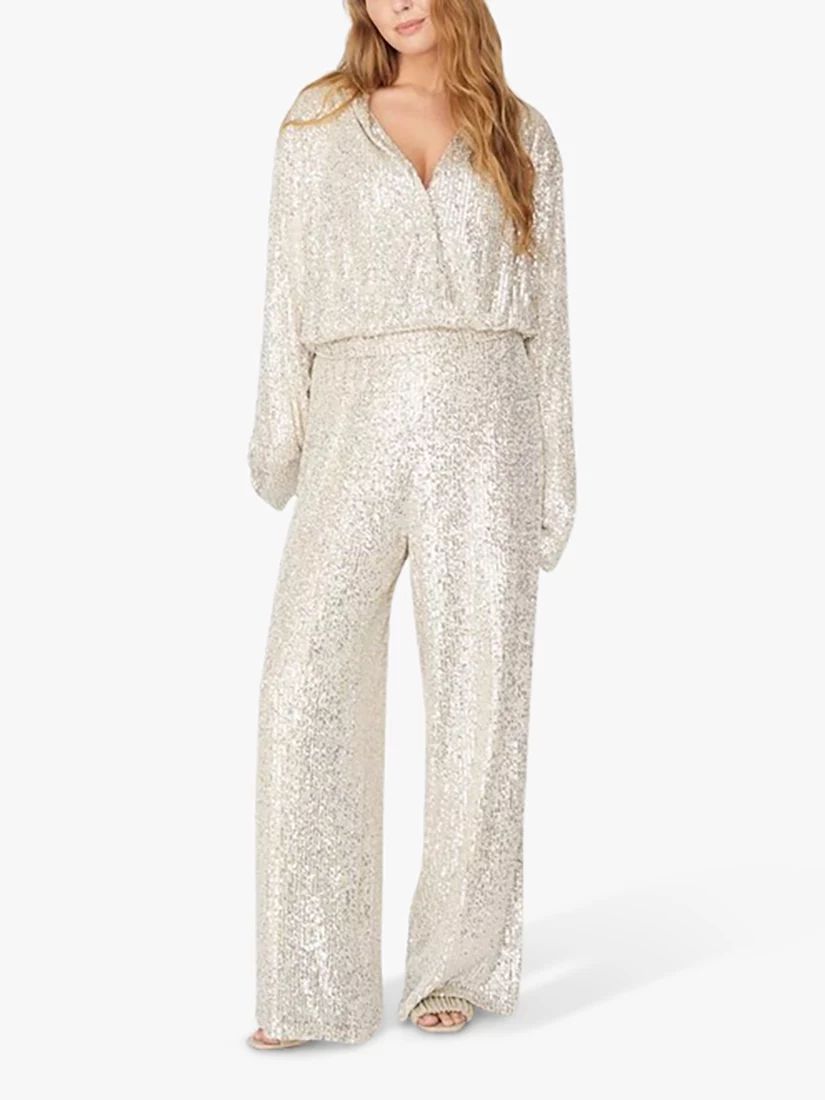 A-VIEW Alexi Sequin Trousers, Silver | John Lewis (UK)
