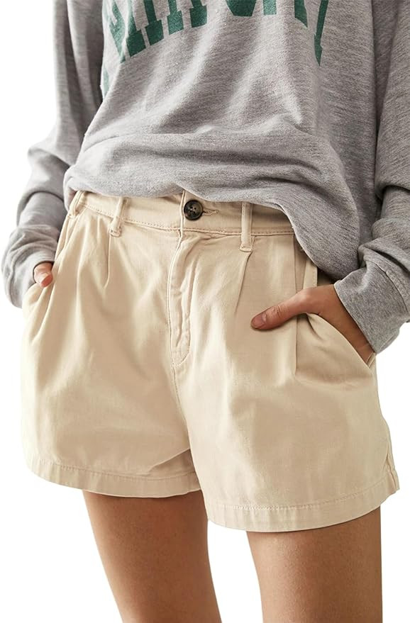 Lesore Womens Relaxed Fit Elastic Waist Casual Summer High Rise Shorts Pockets Chino Shorts Pants... | Amazon (US)