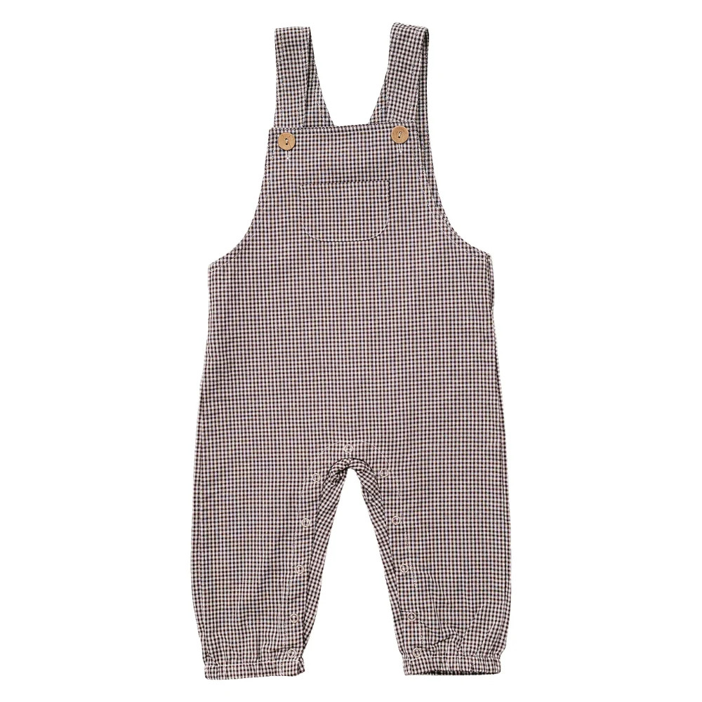 Brown Plaid Overalls | Mebie Baby