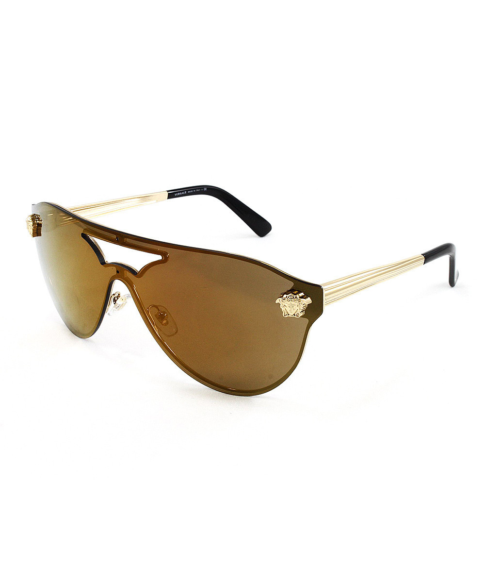 Versace Women's Sunglasses Gold - Gold Rimless Aviators | Zulily