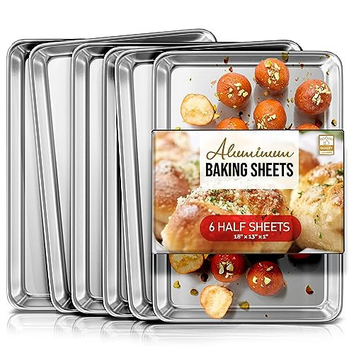 Eatex Aluminum Baking Sheet Set, 6 Pack Cookie Sheet Set, 18” x 13” Steel Baking Pan Set, Quality Cookie Sheets for Baking Nonstick, Half Sheet Baking Pans Set, Baking Sheets for Oven, Half Sheet Pan | Amazon (US)